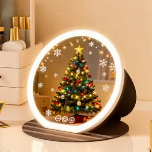 Touch Control LED Makeup Mirror, Three Color Lights Touch Switch + Adjustable Brightness Light, Portable Folding Desktop Mirror, Led Lighted Mirror