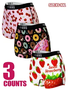 Women's Sports Briefs Set of 3, Comfortable Breathable Elastic Sport Underwear, Digital Fruit Prints, Ideal for Gym Yoga Running Swimming, Skinny Graphic Shorts Set