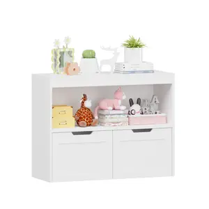 Children's Storage Unit with Drawers & Cube Shelves Wooden Toy Organizer Bookshelf Large Capacity Safe Rounded Edges Easy Assembly 31.5" x 11.8" x 24.2" - Organizational Skills, Toy Organizer Storage, Storage Cabinet