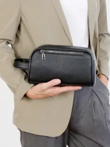 Men's handbag with solid color and clean color, hand-held bag with zipper closure, fashionable and versatile, casual and simple, suitable for students, campus, work, commuting, shopping, men's handbag Elegant Clutch