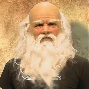 Blad Santa Claus Mask Old Man Masks Accessories With Big Beard Realistic Helmet Halloween Party Props Pranks Roleplay Chirstmas Supplies Amusement Gift