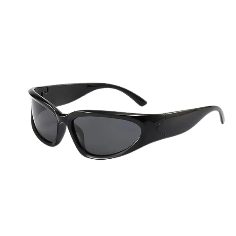 Y2K Wrap Around Sunglasses for Women Men Sliver Oval Fashion  display picture 3