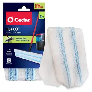 H2prO 15 in. Flat Mop Microfiber Mop Head Replacement (2-Pack)
