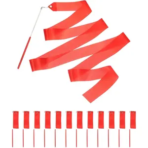 Dance Ribbon, Gymnastics Twirling Ribbons for Birthday Party Streamers Decoration, Circus Carnival Ribbon with Sticks Wands