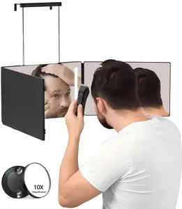 Adjustable LED Light 3 Way Mirror, Hair Cutting Mirror for Shaving Grooming Hair Styling Dye Hair Makeup Braiding, USB Rechargeable