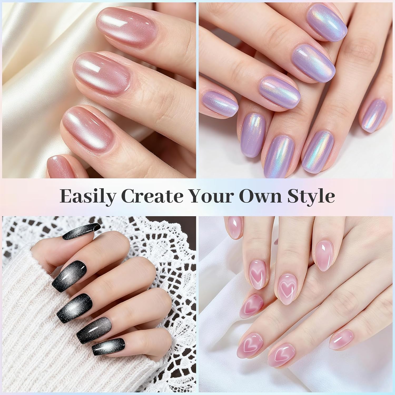 3-in-1 Cat Eye Magnetic Nail Art Tool Set, Multi-Functional Heart & Moon Pattern Magnet Design, Durable Plastic Manicure Kit for Metallic Cat Eye Gel Polish, Ideal DIY Nail Tool for Salon-Style Effects