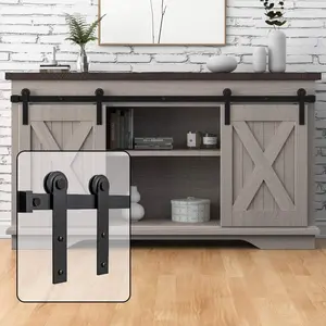 Super Mini Sliding Barn Door Cabinet Hardware Kit for Single Door, TV Stand Cabinet Hardware, Small Wardrobe Cabinet Hardware, I Shape Hanger Sliding Barn Door Hardware