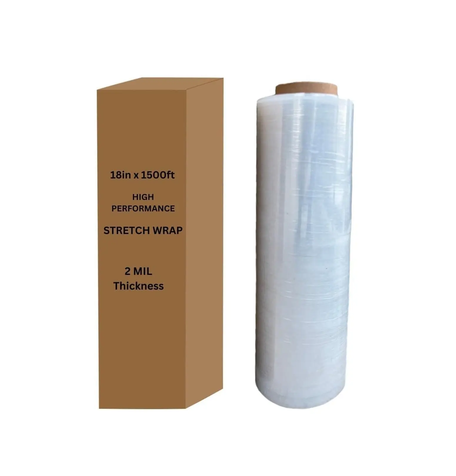 INDUSTRIAL & CLEAR PALLET STRETCH WRAP, 18" X 1500 FT, 80 GAUGE CLEAR (1 ROLL)