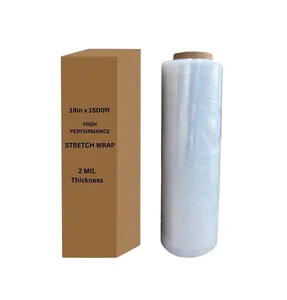 INDUSTRIAL & CLEAR PALLET STRETCH WRAP, 18" X 1500 FT, 80 GAUGE CLEAR (1 ROLL)