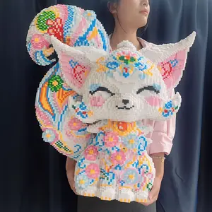 New 25687pcs Colorful Cat Fox 3D Puzzle Building Blocks Creative Decoration, Birthday Halloween Valentine Christmas New Year Gift