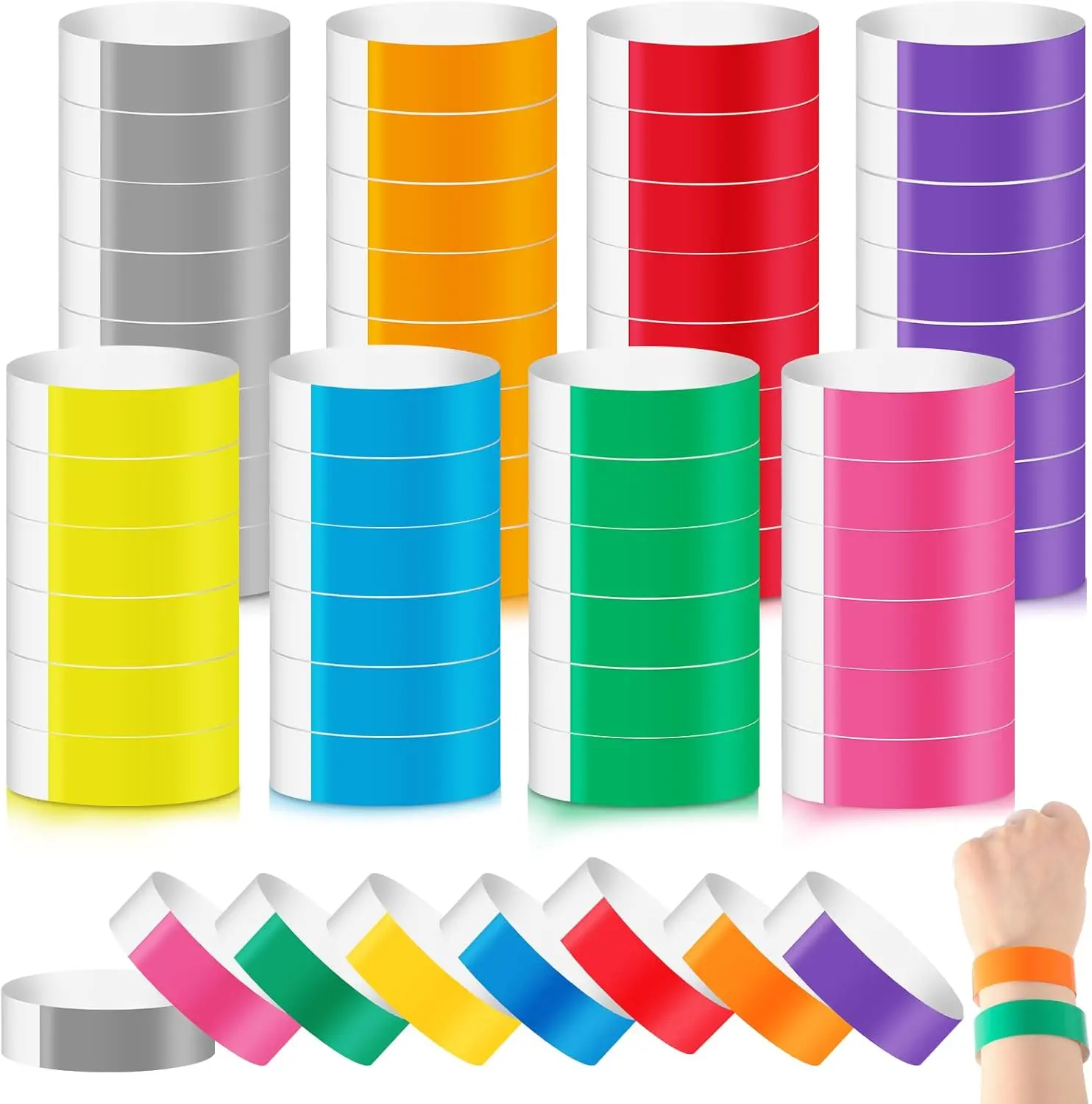 Wristbands 800 Pieces Colored  Events Wrist Bands Paper Bracelets Waterproof Arm Bands Events Custom Adhesive Wristbands