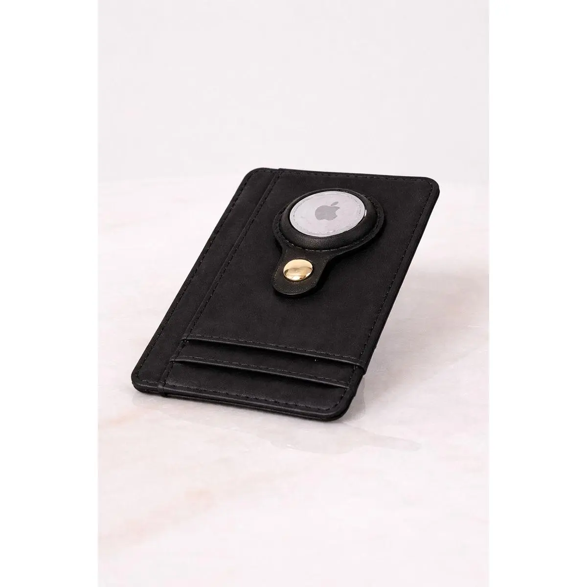 Carry Smart Genuine Leather AirTag Wallet — Black