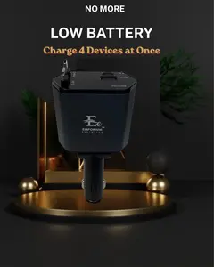 120W 4-in-1 Fast Car Charger USB-C Lightning Retractable Cable for iPhone Android Samsung