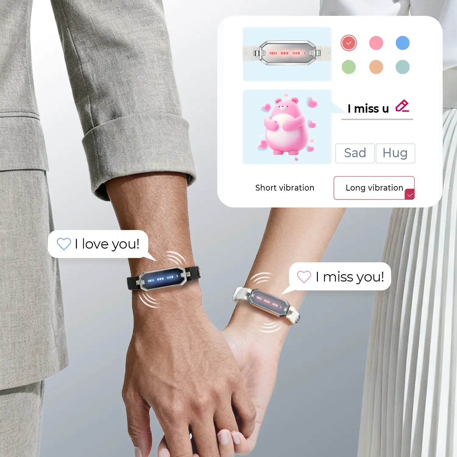 totwoo Morse Love Long Distance Touch Bracelets with Silicone