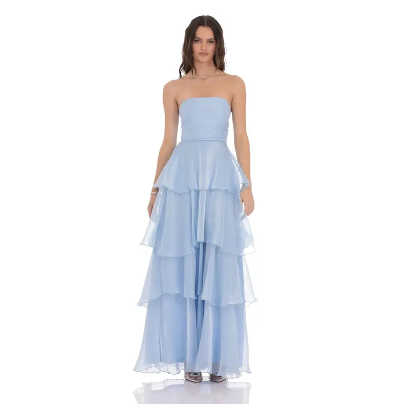 Burnout Lace-Up Maxi Dress in Lavender