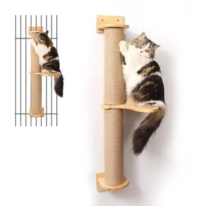 Cat activity tree, with cat scratching post, wall-mounted jute cat scratching board, pine hammock