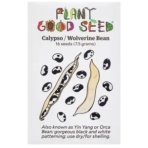 Calypso / Wolverine Bean Seeds for Planting: Organic Seed Varieties, Yin Yang Black and White - 16 Seed Packet