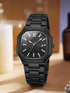 Men's Square Quartz Watch with Calendar Window, Waterproof Business Casual Wristwatch, Fashion Trendy Sport Men's Watch Gift