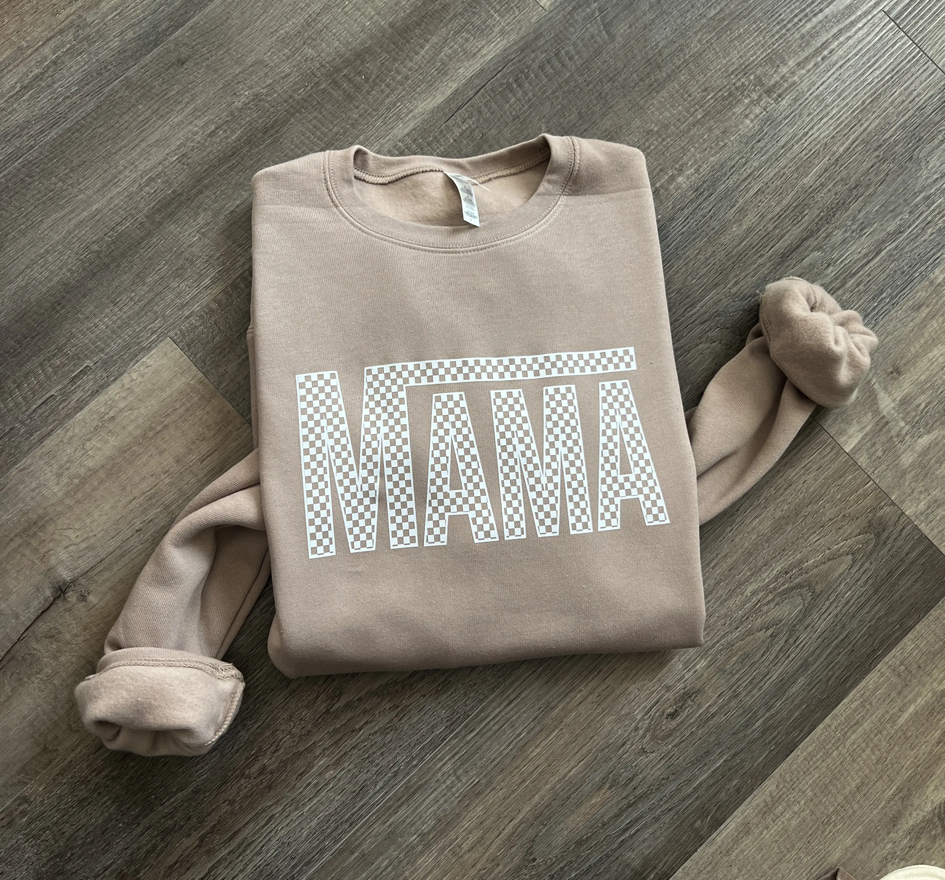 Neutral Checkered Mama Shirt or Sweatshirt