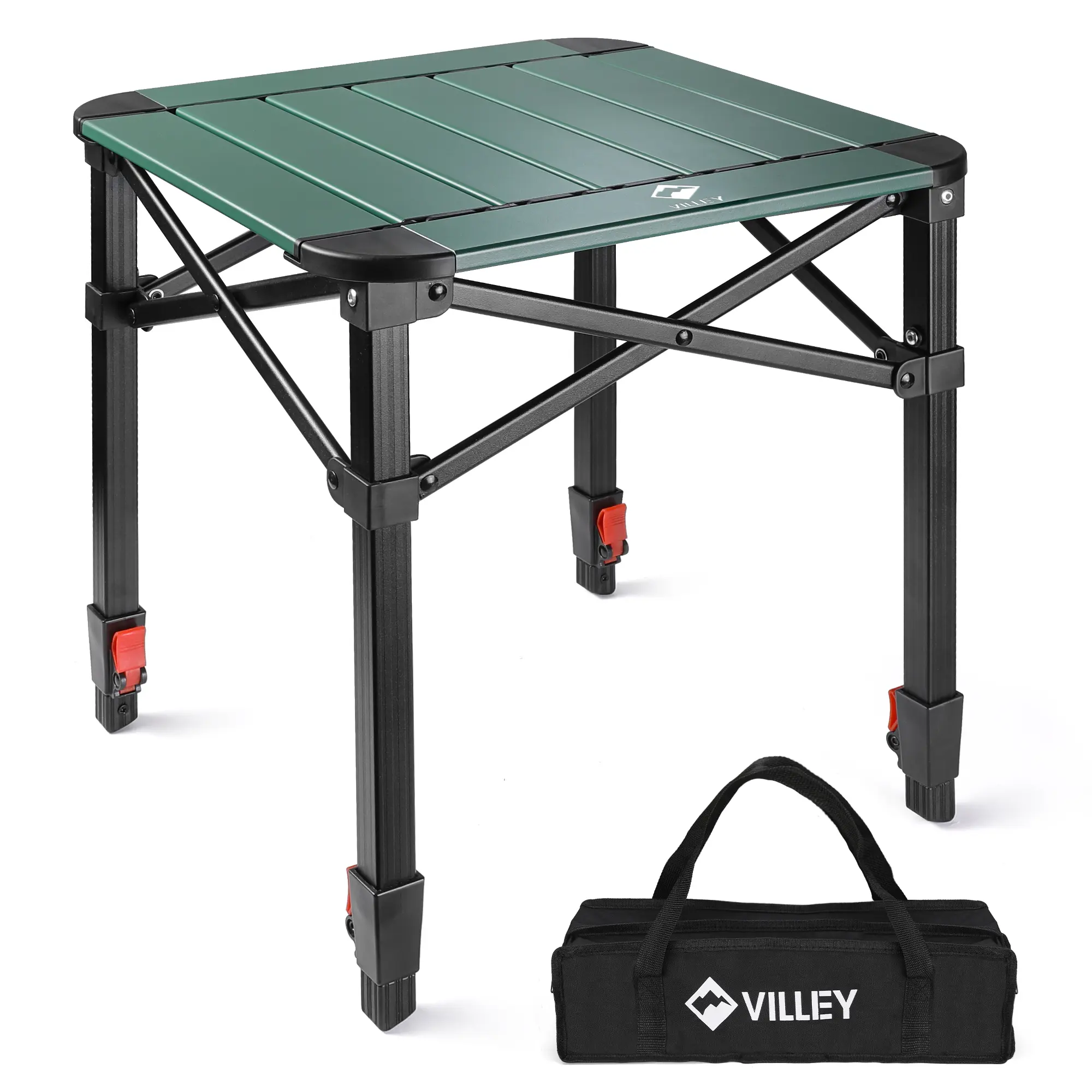 #summersale VILLEY Folding Camping Square Table with Carry Bag, Lightweight Aluminum Adjustable Square Table for Outdoor, Camping, Picnic, Backyards, BBQ