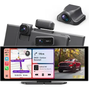 Portable   Screen, 10.26" Fully Laminated IPS  Screen  Stereo with   & , 4K Front 2.5K Rear Dash Cam,1080P Backup Camera,Super Link,Plug & Play