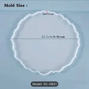 1pcs Large Round Resin Tray Mold, Irregular Silicone Serving Tray, Geode Agate Epoxy Mold For Coaster, Fruit Board, Dessert Dish, Resin Painting Art, Jewelry Storage Plate, Home Decoration