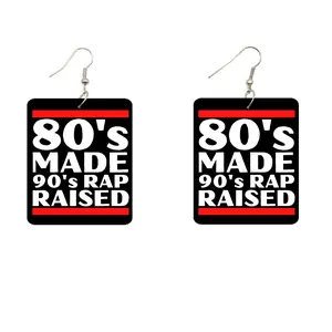 80's Made 90's Rap Raised Wooden Earrings