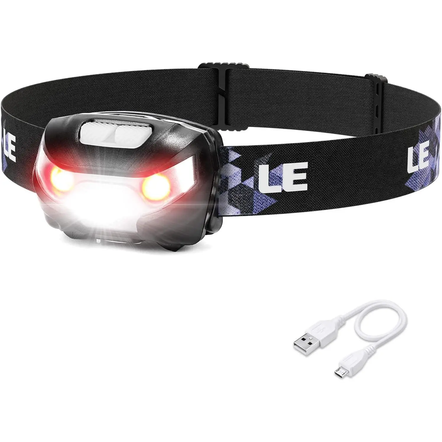 LED Headlamp Rechargeable - Super Bright Head Lamp with 5 Modes for Camping & Hiking Gear Essentials, IPX4 Waterproof Headlight Flashlight with Red Light, USB Cable Included
