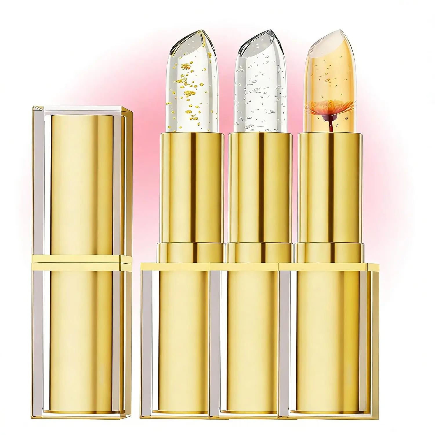 Magic pH Color Changing Crystal Dried Flower Lipstick Set (3Pcs Magic pH Color Changing Crystal Dried Flower Lipstick Set (3Pcs