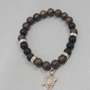 Bronzite and Rainbow Obsidian Bracelet