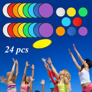 24PCS Colorful Foldable Fans, Pocket Flying Discs, Reusable Beach Toys, Easy to Carry, Suitable for Beach Days, Parties And Outdoor Activities, Great Party Gifts Or Game Props