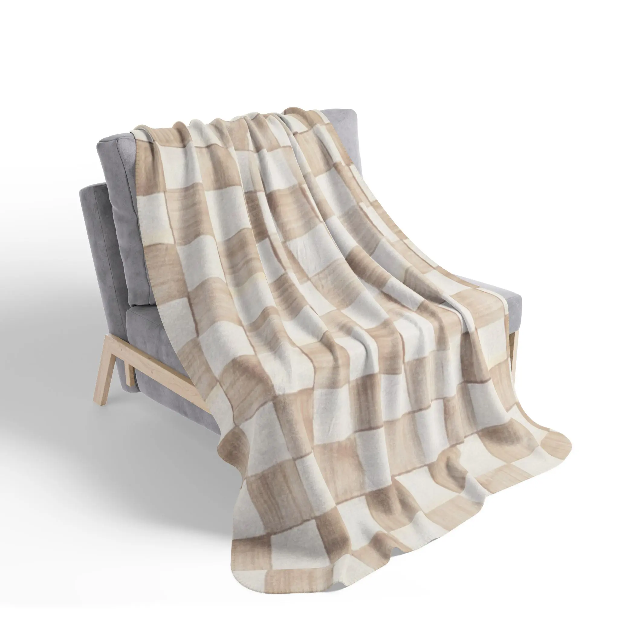 Mackenzie Childs Mocha Check Blanket - Soft, Warm and Lightweight