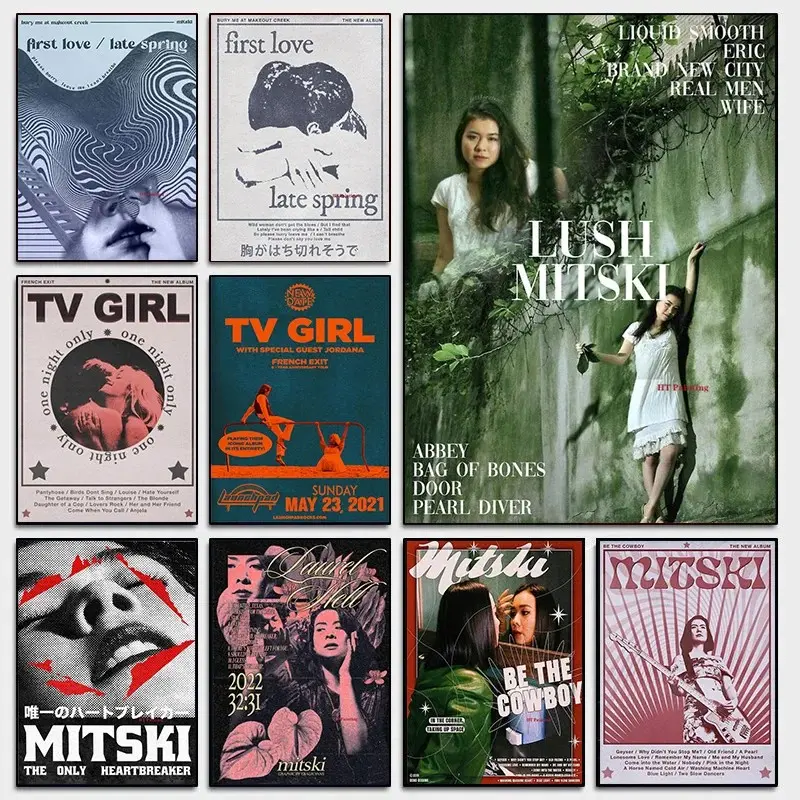 Singer Mitski First Love Tv Girl French Exit Pop Music Album Poster Canvas Painting Wall Pictures Artwork Home Bar Cafe Decor Fans Gift Art Print (22 Style Options)