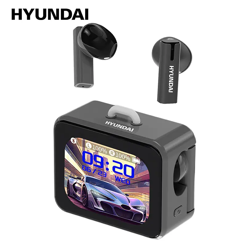 HYUNDAI C19 Earbuds Wireless, Built-In Bluetooth 6.0 (2025) Water Resistant Bluetooth Headset Wireless Headphones, In-Ear Hi-Fi Sound, LED Smart Screen, Find Earphones Anti-Loss, Call Receiving, Ideal Gift for Adults