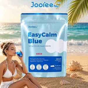 EasyCalm Blue, Magnesium KSM-66 Ashwagandha & Blue Spirulina L-theanine Lion's Mane Mushroom GABA Vitamin D3, Mixed drink Supports Cortisol Balance, Detox, Mood,Sleep, 20 Servings Travel Packets