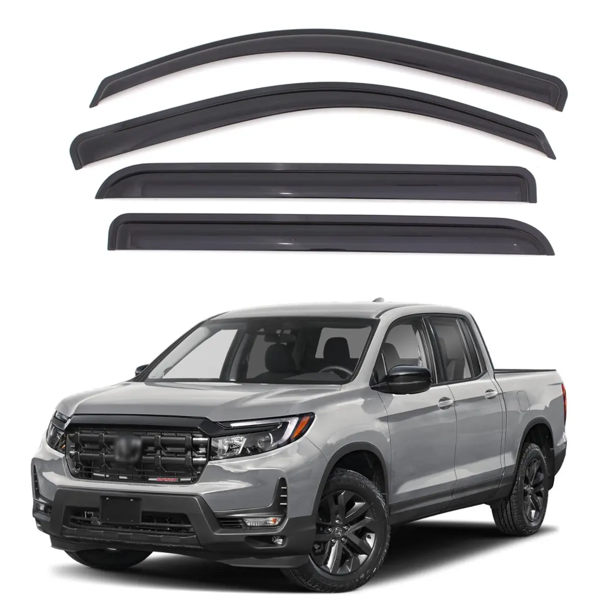 4PCS Curved External Mount Window Rain Shields - Side Window Visors, Automotive Exterior Accessories for 2017-2025 Ridgeline Vehicles, Side Window Visor