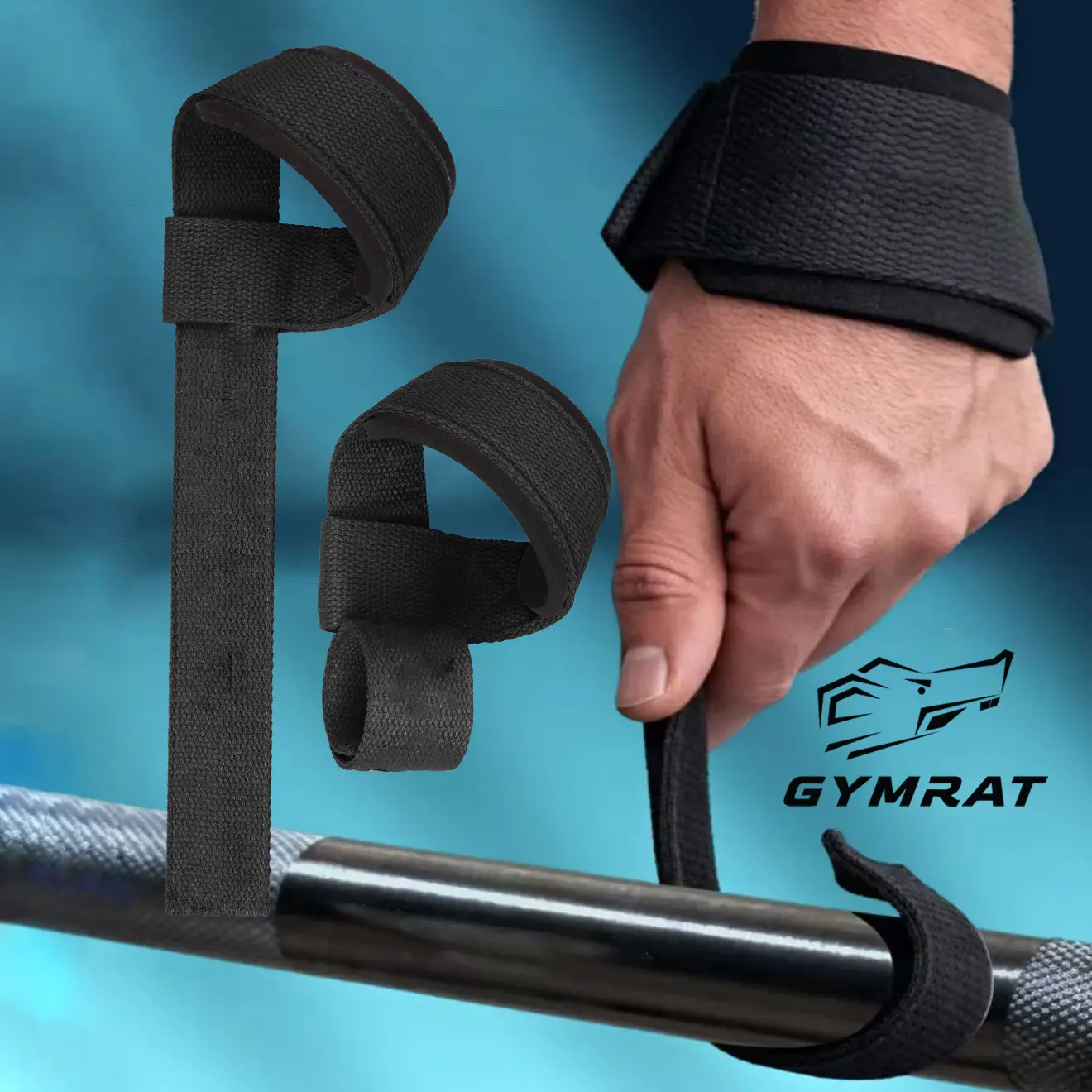 GYMRAT Self-Applying Lifting Straps, Non-Slip Design for Pull-Up, Gym Training Sessions, Auto Straps For Fitness