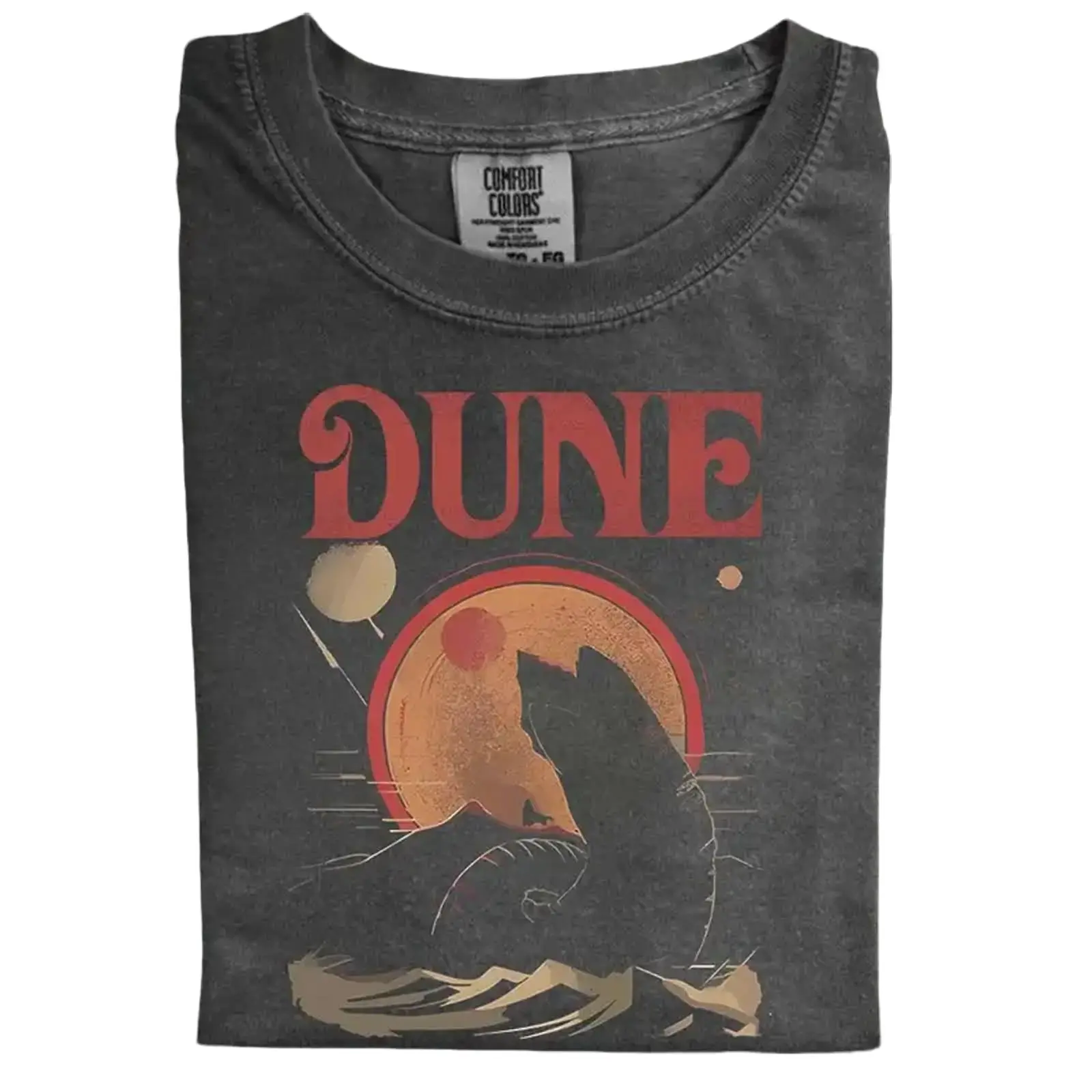 The Retro Dune Sandworm Comfort Color Tee Ring Spun Cotton Casual Soft Washed T-Shirt Trendy Tops for Perfect Gift