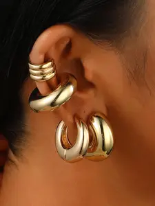 Punk Style Simple C-shaped Ear Cuff, Fashionable Earrings for Women & Girls, Trendy All-match & Exquisite Jewelry for Birthday Gift, Hoop Earring Sets