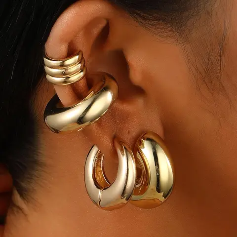 Punk Style Simple C-shaped Ear Cuff, Fashionable Earrings for Women & Girls, Trendy All-match & Exquisite Jewelry for Birthday Gift, Hoop Earring Sets, Earring Stacking Set, Fashionable Jewelry Accessories