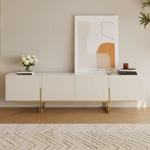 Homary Grovyn 79" Sintered Stone Top Fluted TV Stand with Spacious Cabinets