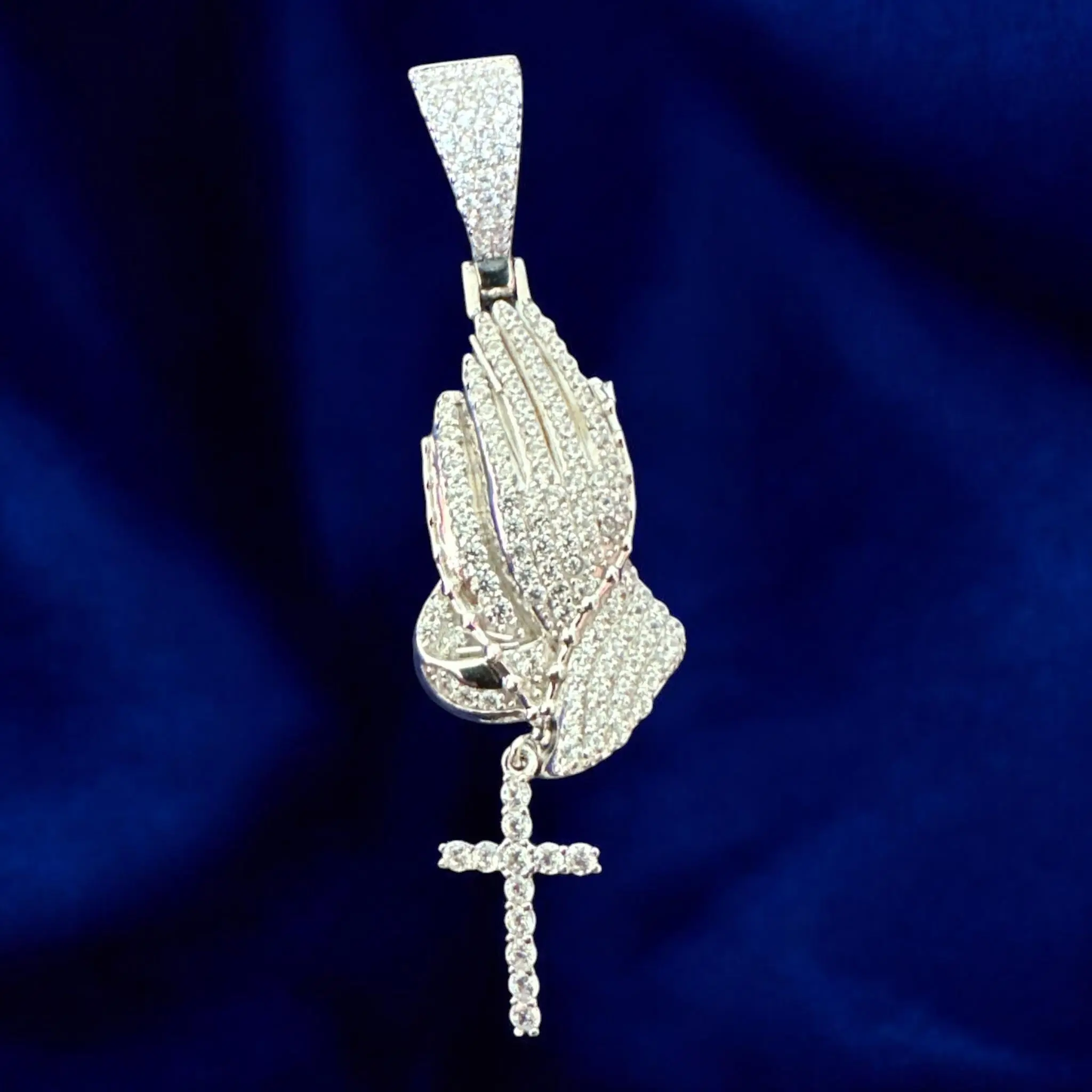 925 Sterling Silver 3D Mano de Fátima Pendant 4.5cm  (With & Without Cross)