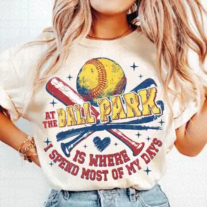 [Sale Up To 45%] Retro Softball At The Ballpark Tshirt , Game Day Softball Tee, Funny Softball , Softball Mom , Softball Coquette