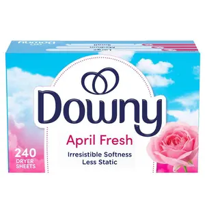 Downy April Fresh Scent Dryer Sheets (240-Count),synthetic garments, cotton bedding, linen curtains, delicate fabrics, baby clothes, pet bedding, gym wear, office attire, static-free finish, floral fragrance, April fresh aroma, odor elimination,no residue