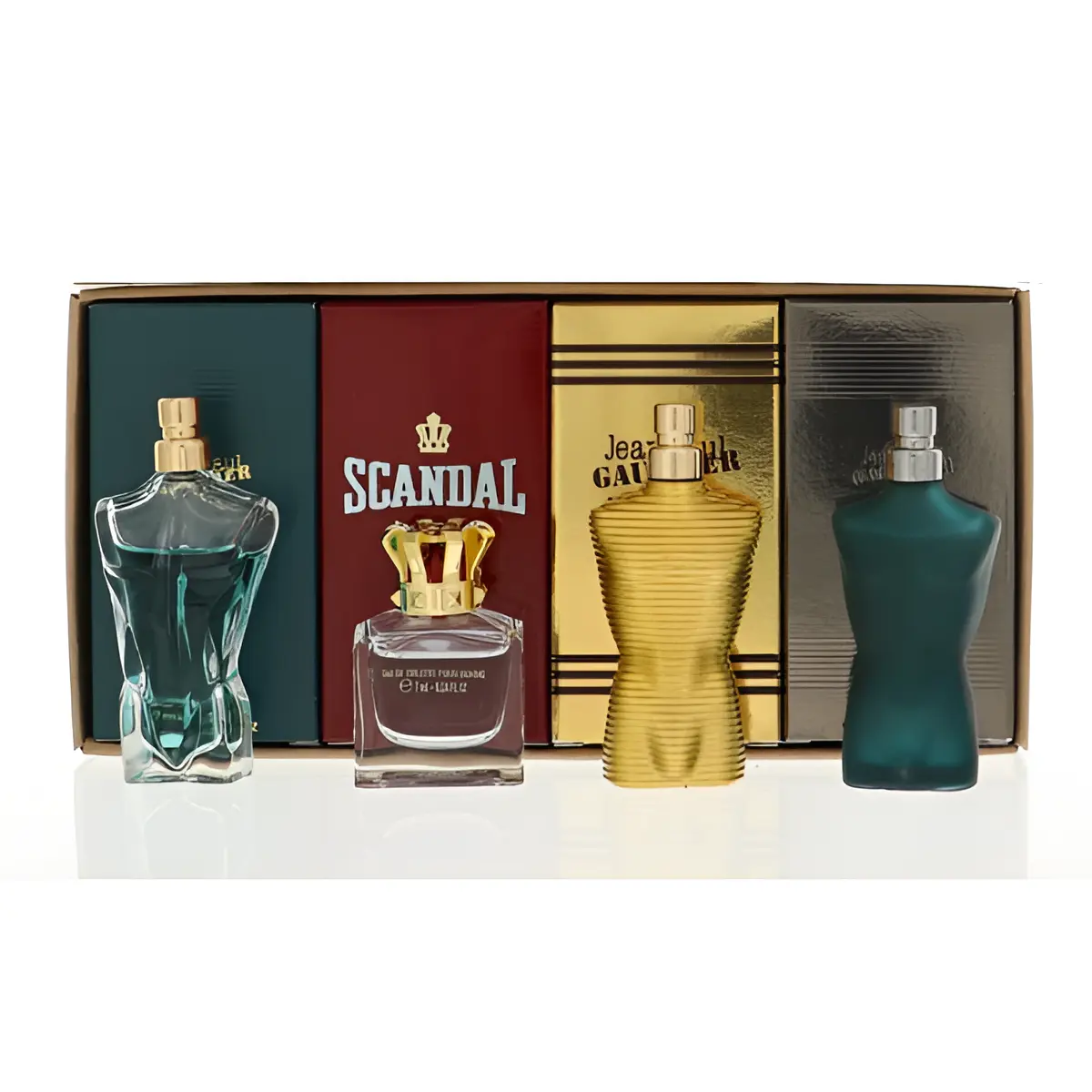 Jean Paul Gaultier for Men 4-Piece Travel Set (Le Male 0.24 Ounce Eau de Toilette + Le Male Elixir 0.24 Ounce Eau de Parfum + Scandal 0.24 Ounce Eau de Toilette + Le Beau 0.24 Ounce Eau de Toilette)