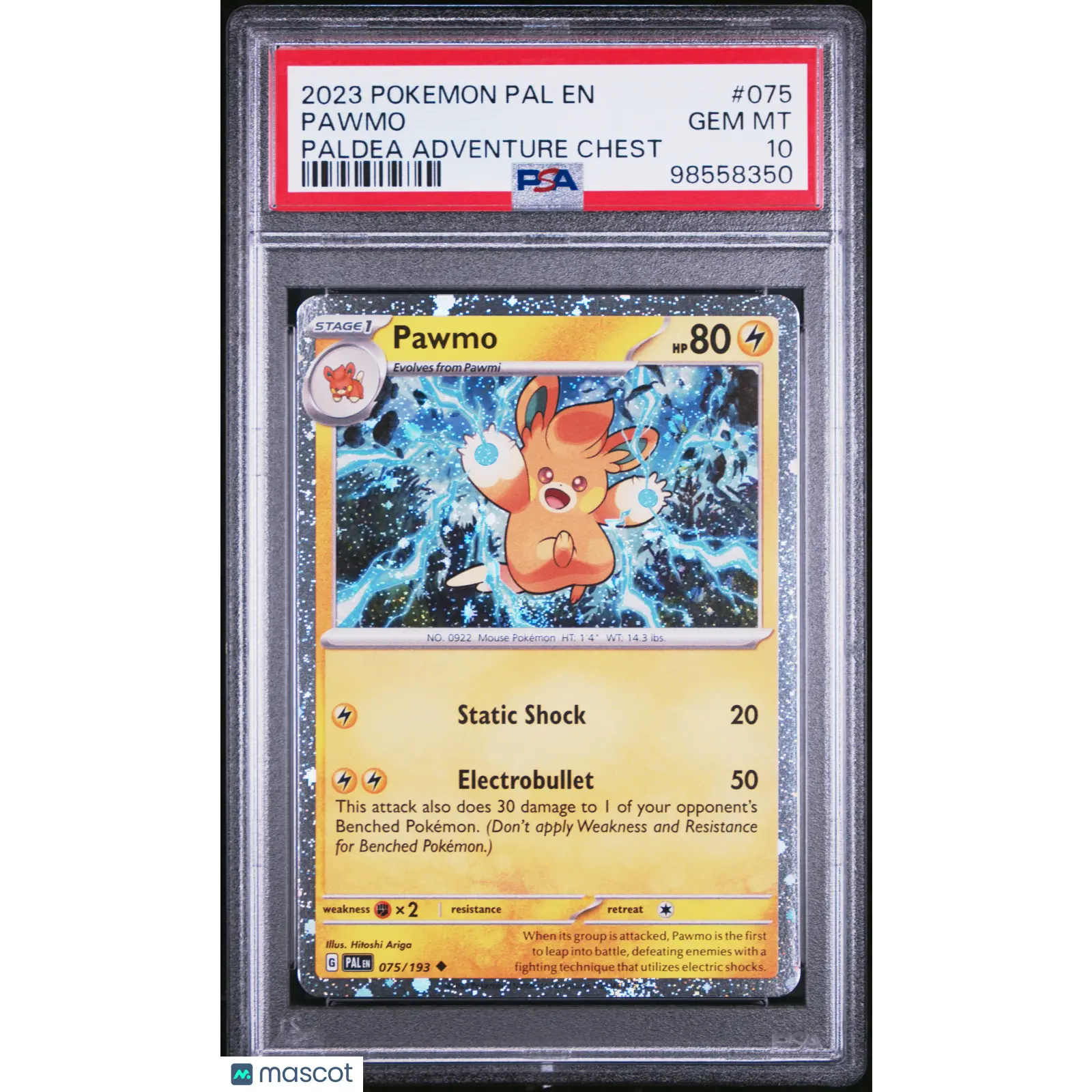 2023 POKEMON PAL EN-PALDEA EVOLVED PALDEA ADVENTURE CHEST #075 PAWMO PSA 10