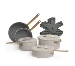 Cook in Style  12pc Ceramic Non-Stick Cookware Set in Black Sesame – From Drew Barrymore’s Collection