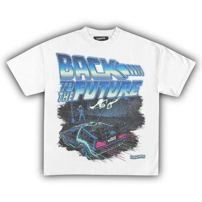 100% pure cotton, comfortable and stylish, street style retro classic movie lightning car print casual unisex T-shirt gift
