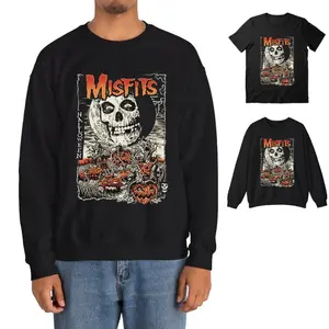 Vtg Misfits Band 90s Classic Black T shirt Retro Halloween Costume Men's Sweatshirt, Cotton Menswear Top, Streetwear, Casual Crewneck Tshirt