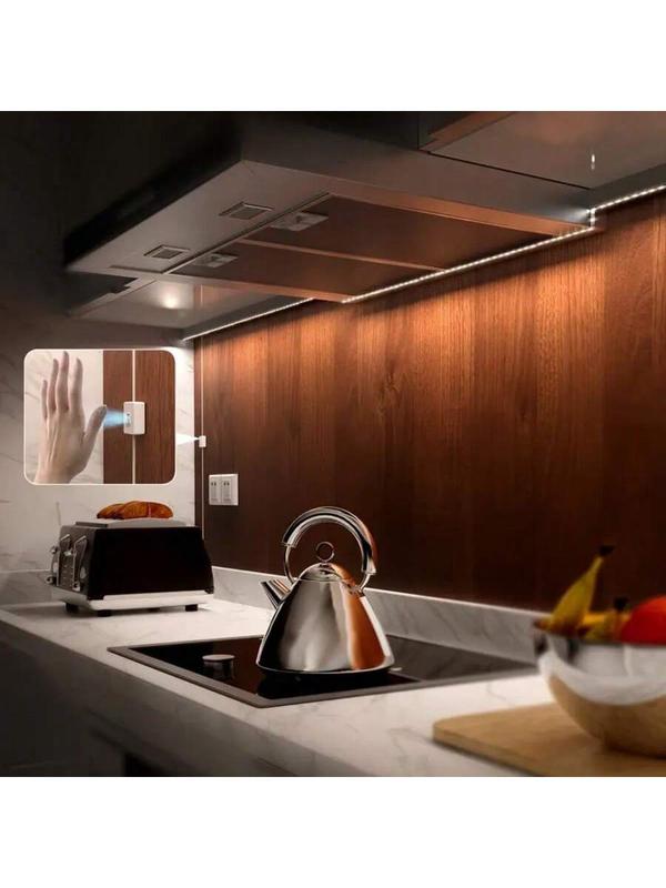 （FINAL CLEARANCE!While Supplies Last）OMING Motion Sensor COB LED Light Strip  Cool White 6000K | 3 Lighting Modes & 3 Brightness Levels | with Power Adapter for Kitchen, Stairs, Cabinet, Bedroom